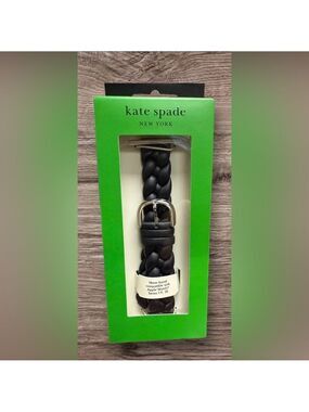 Kate Spade NY BLACK Leather Braided Apple Watch Band 38/40/41/42/44/45/49mm NWT